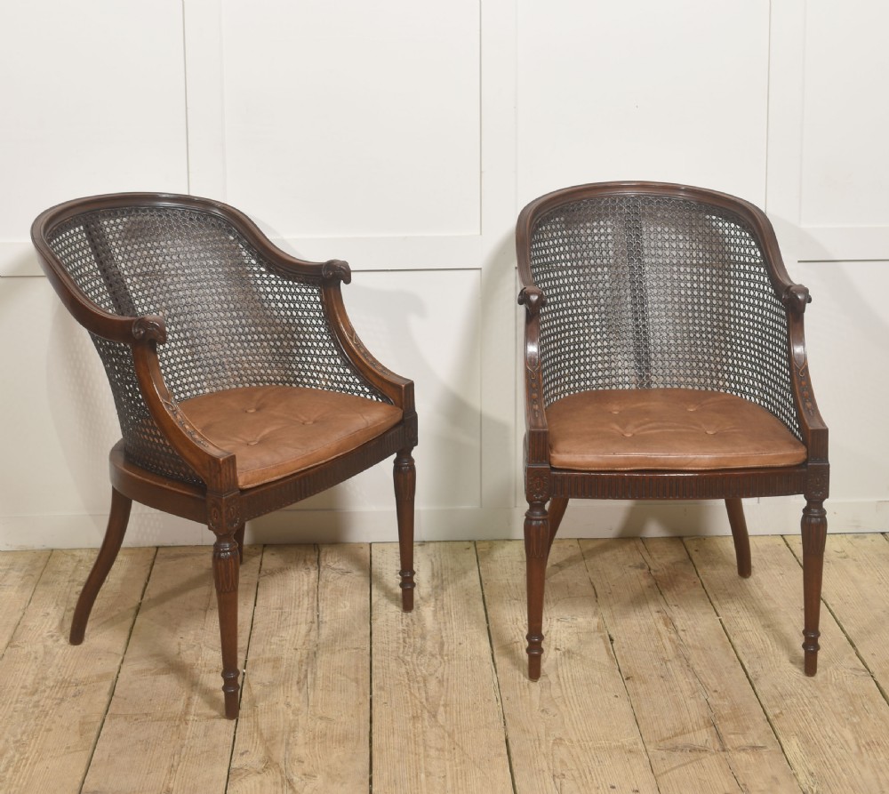 Pair of Regency-Style Mahogany Cane-Back Armchairs View VIII