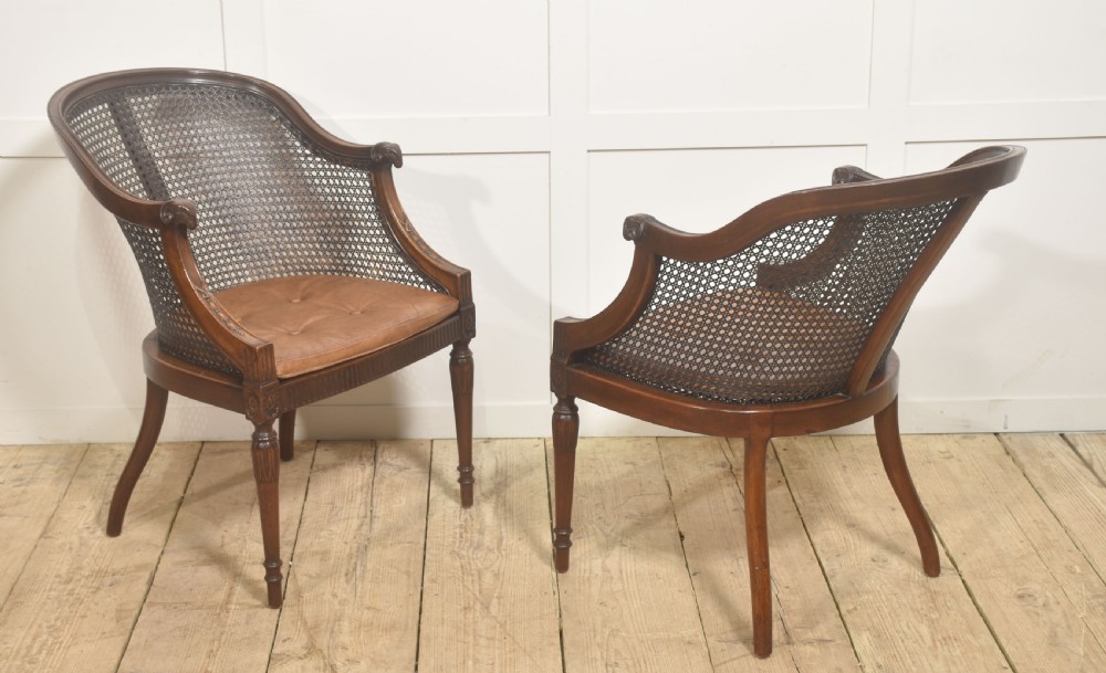 Pair of Regency-Style Mahogany Cane-Back Armchairs View XI