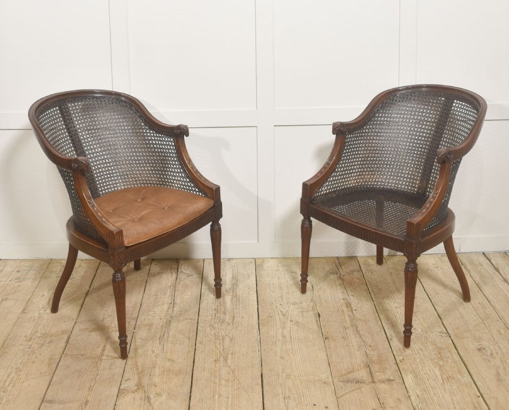 Pair of Regency-Style Mahogany Cane-Back Armchairs View XIII