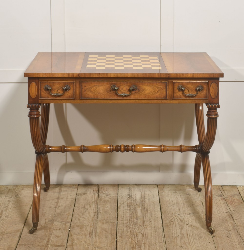 Regency-Style Rosewood Inlaid Games Table