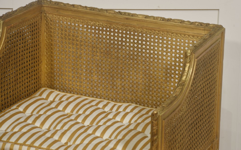 Louis XVI Style Giltwood Caned Stool View V
