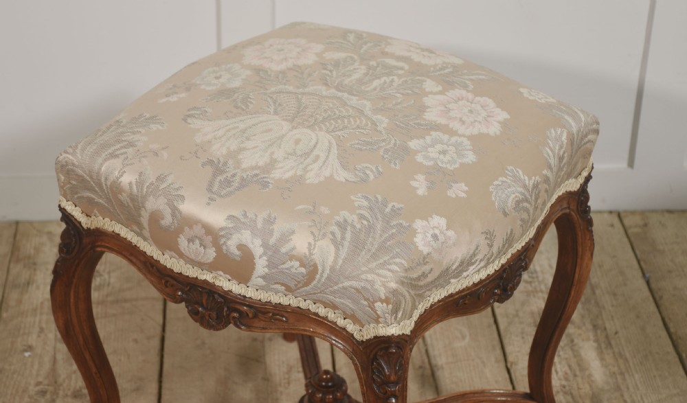 Pair of French Louis XV–Style Carved Walnut Stools View III