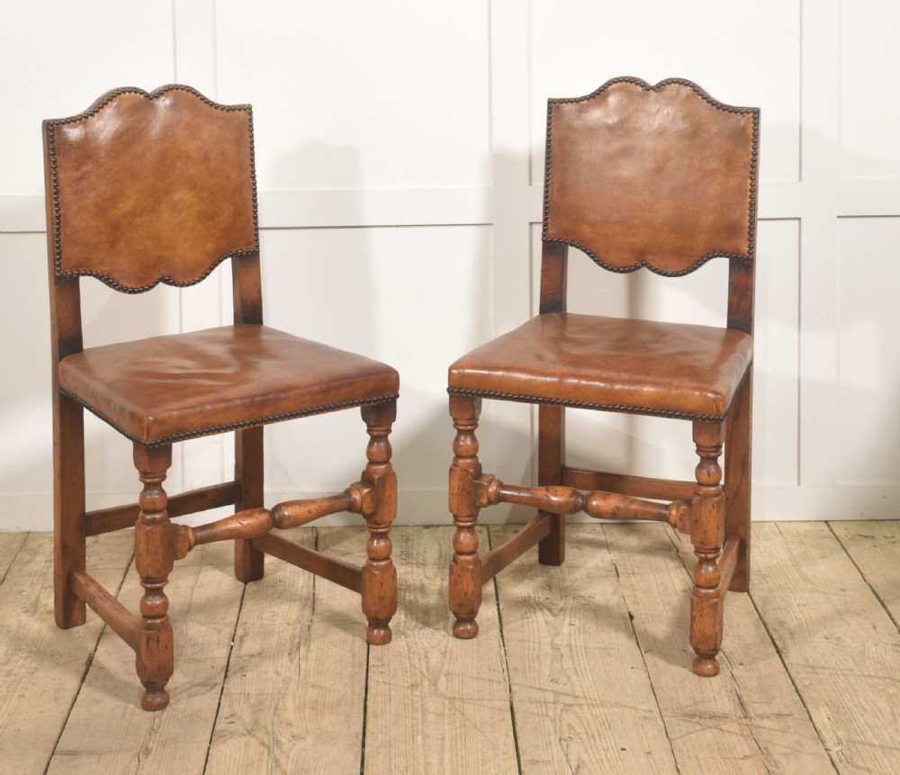  Set of Eight Oak Dining Chairs with Leather Upholstery View III