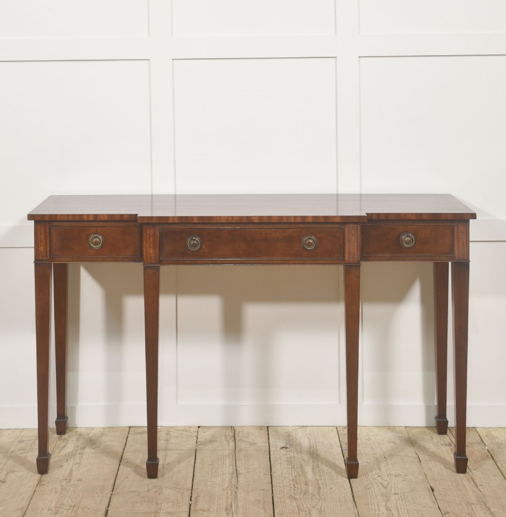 Mahogany Breakfront Three-Drawer Side Table