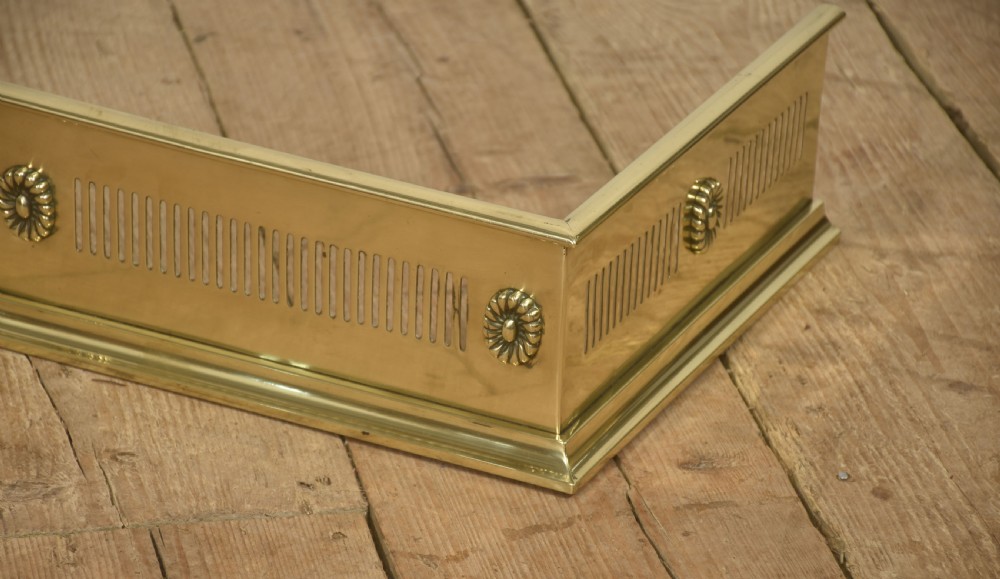 Rosette Mounted Polished Brass Fire Fender View VI