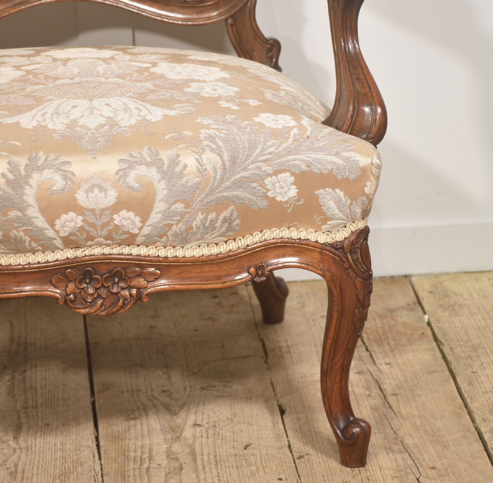 Pair of French Louis XV Style Carved Walnut Armchairs View III