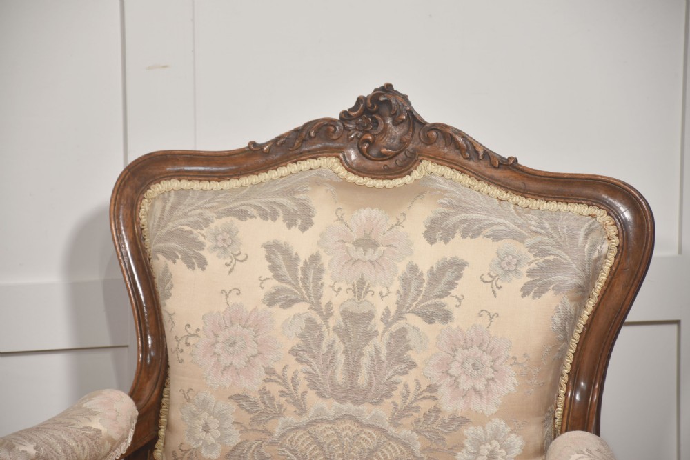 Pair of French Louis XV Style Carved Walnut Armchairs View V