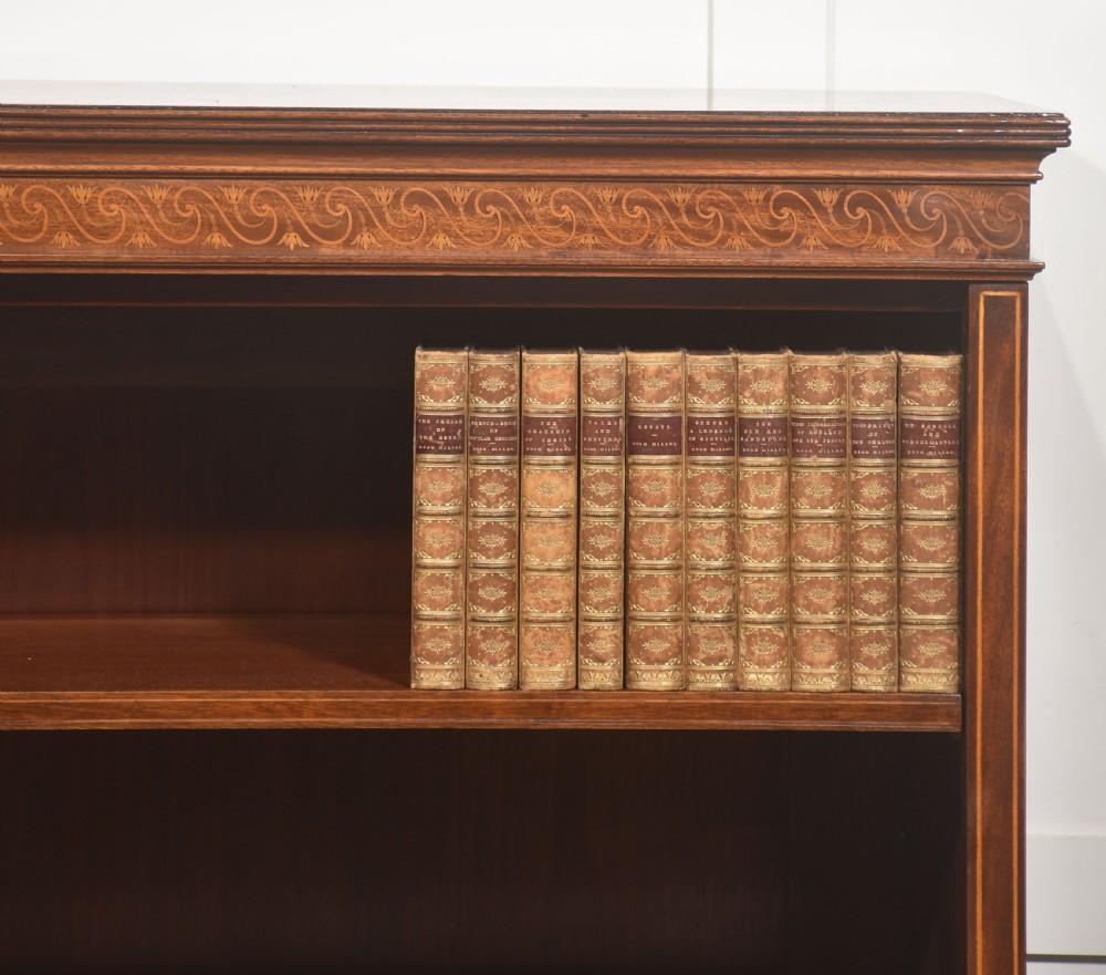 Late 19th Century Inlaid Mahogany Open Bookcase View II
