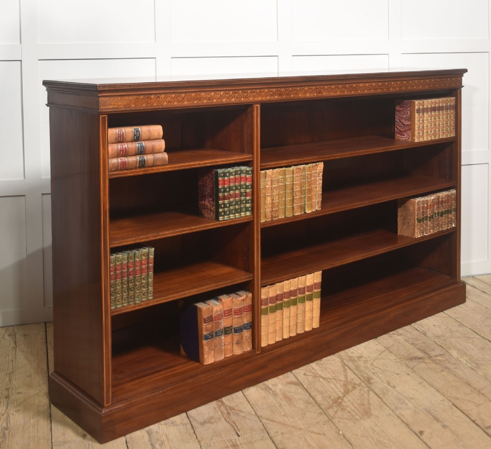 Late 19th Century Inlaid Mahogany Open Bookcase View III