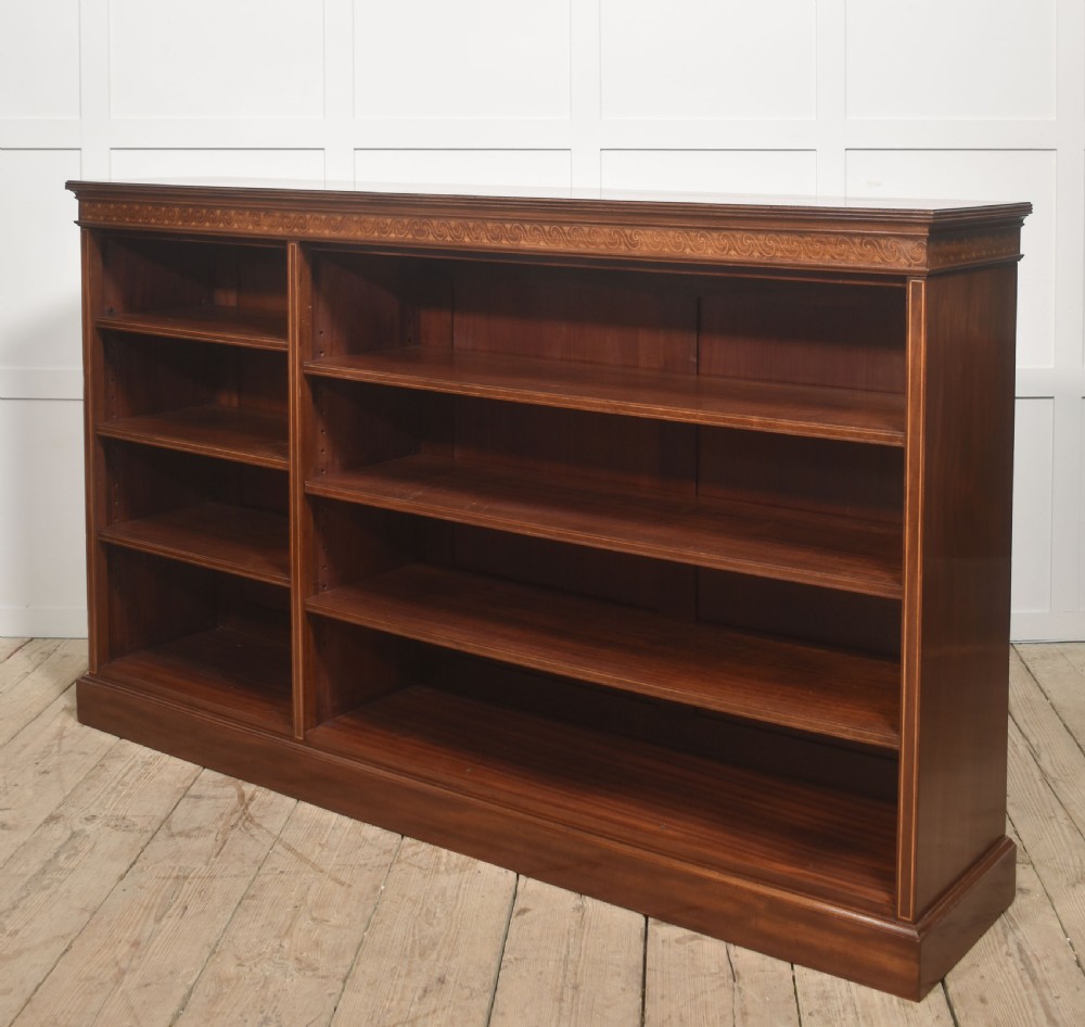 Late 19th Century Inlaid Mahogany Open Bookcase View VII