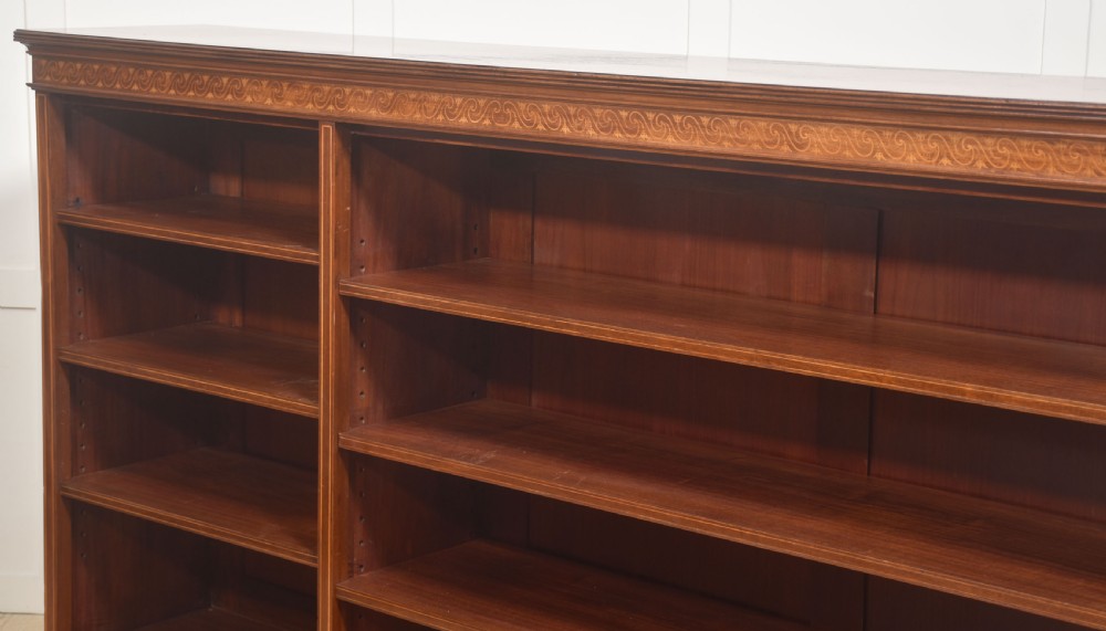 Late 19th Century Inlaid Mahogany Open Bookcase View VIII