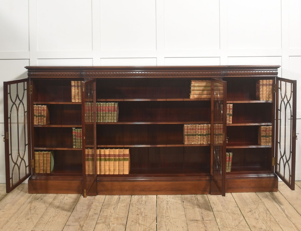 Georgian Style Mahogany Breakfront Glazed Bookcase View VIII