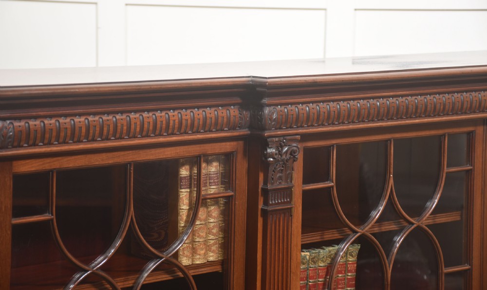 Georgian Style Mahogany Breakfront Glazed Bookcase View X