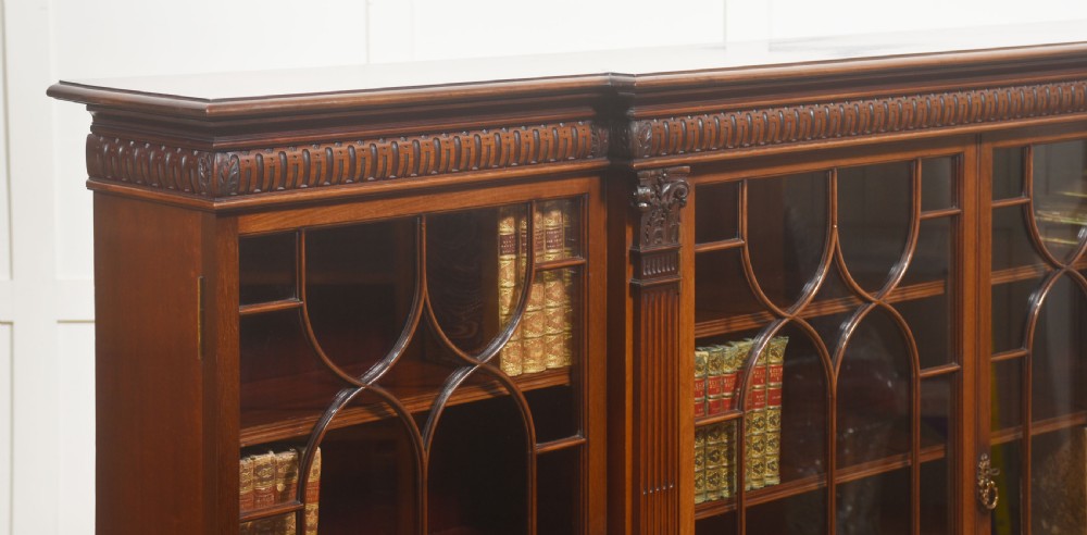 Georgian Style Mahogany Breakfront Glazed Bookcase View XII