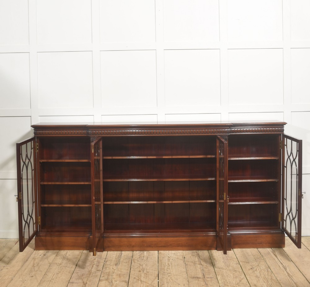 Georgian Style Mahogany Breakfront Glazed Bookcase View XVI