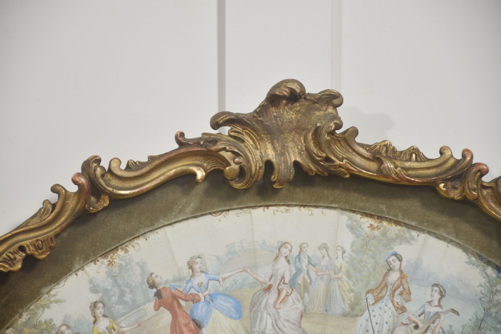 Decorative European Fan in Carved and Gilt Frame View III