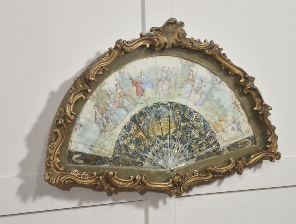 Decorative European Fan in Carved and Gilt Frame View IV