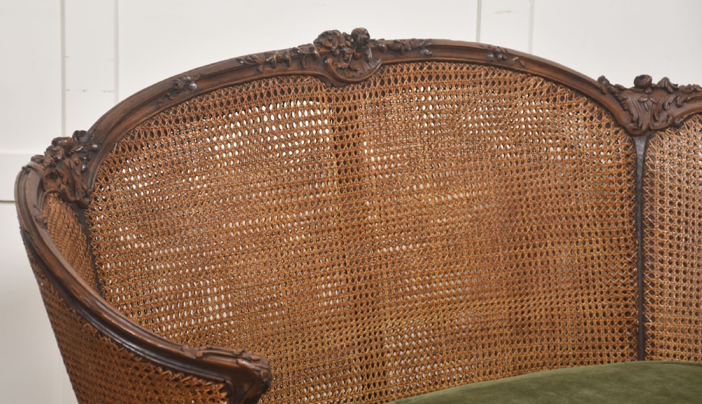 Louis XV–Style Carved Walnut Caned Settee View VII