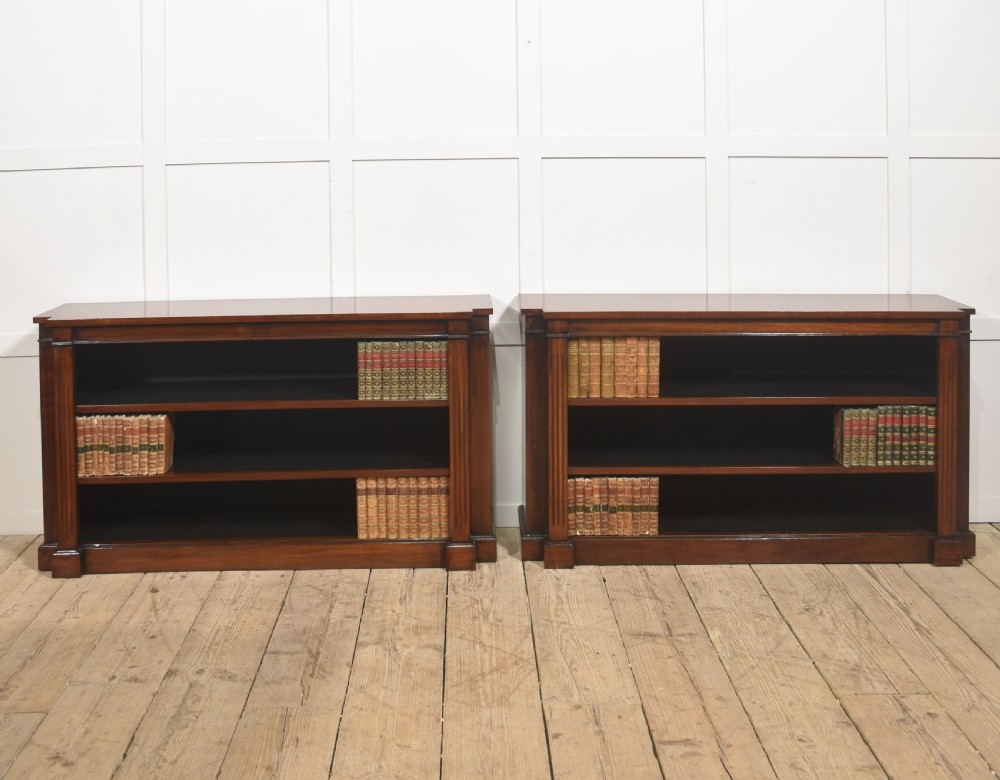 Pair of Low Mahogany Open Bookcases