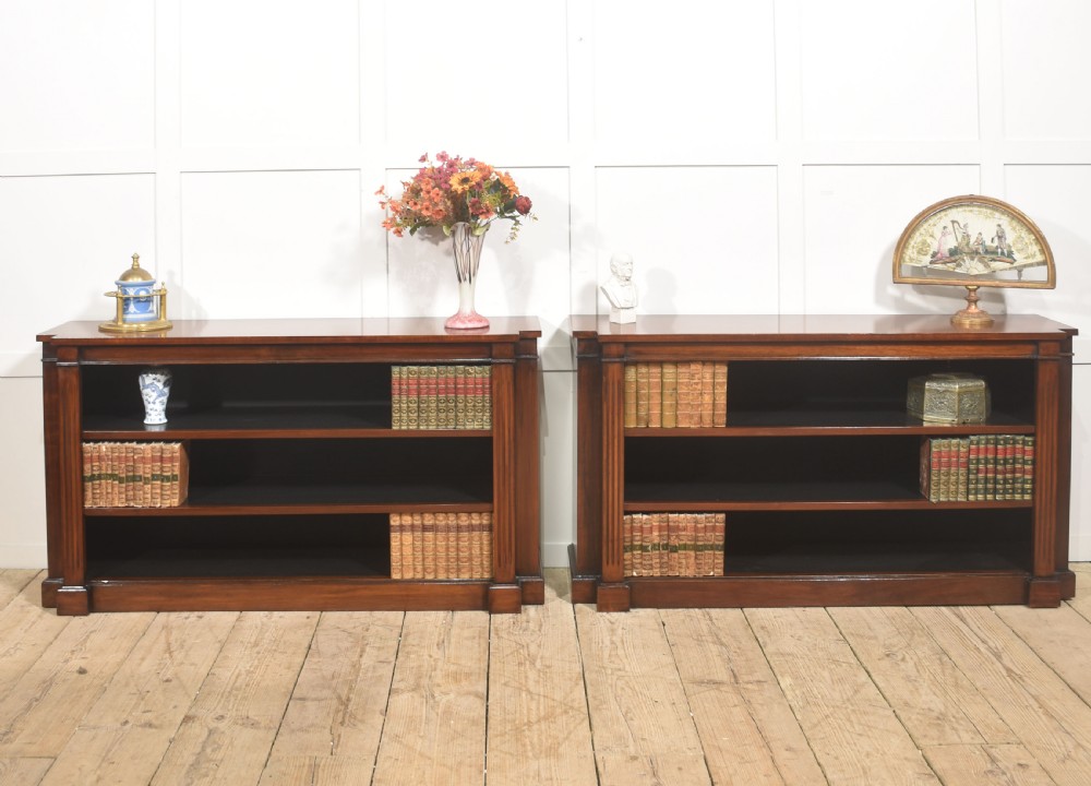 Pair of Low Mahogany Open Bookcases View II