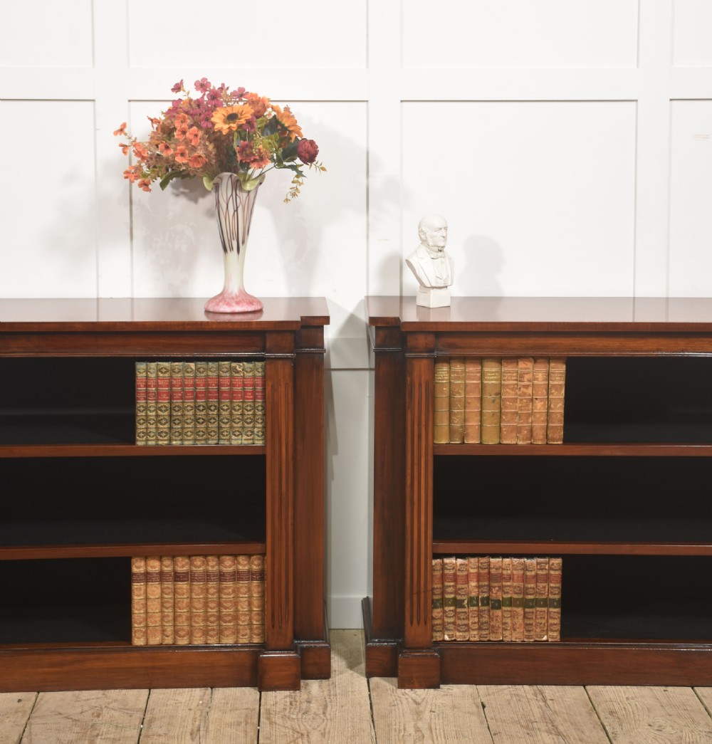 Pair of Low Mahogany Open Bookcases View III