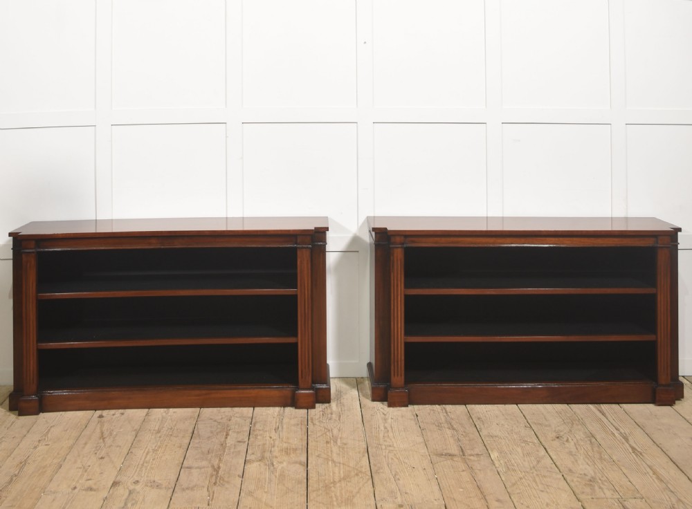 Pair of Low Mahogany Open Bookcases View X