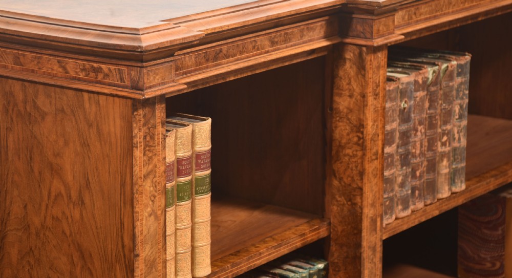 Exceptional Burr Walnut Breakfront Bookcase View IV