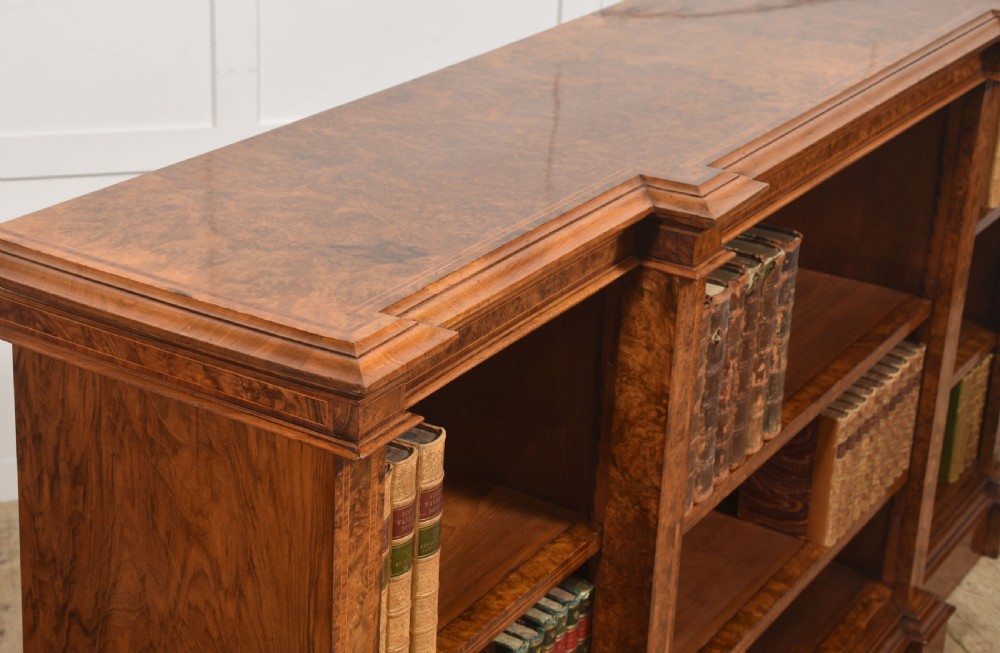 Exceptional Burr Walnut Breakfront Bookcase View VII