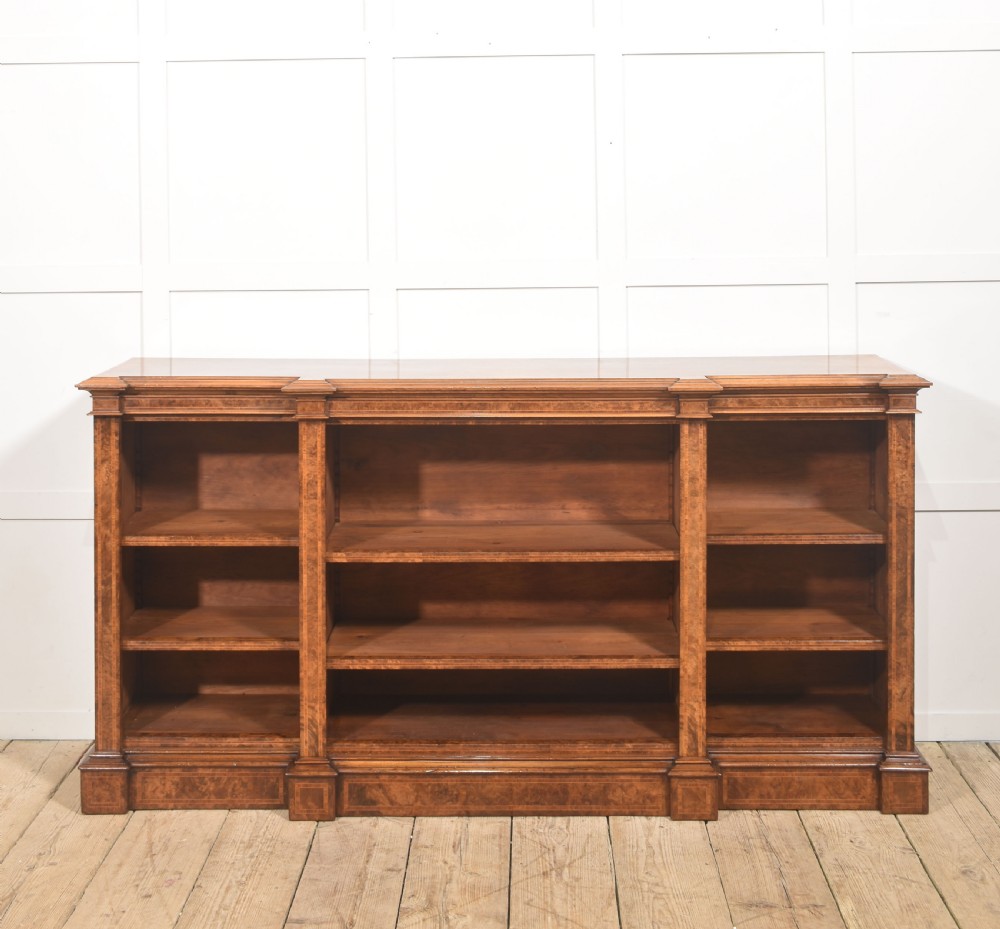 Exceptional Burr Walnut Breakfront Bookcase View VIII