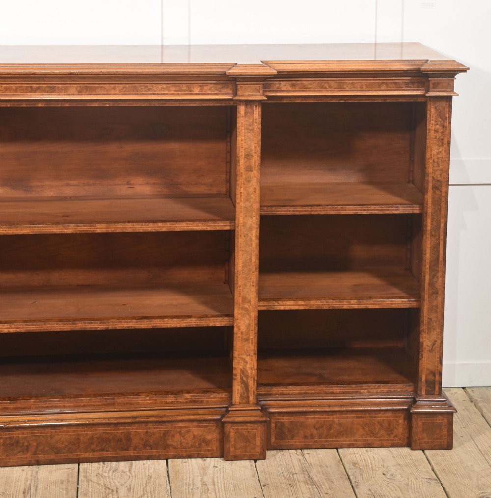 Exceptional Burr Walnut Breakfront Bookcase View IX