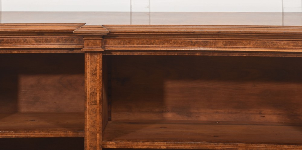 Exceptional Burr Walnut Breakfront Bookcase View X