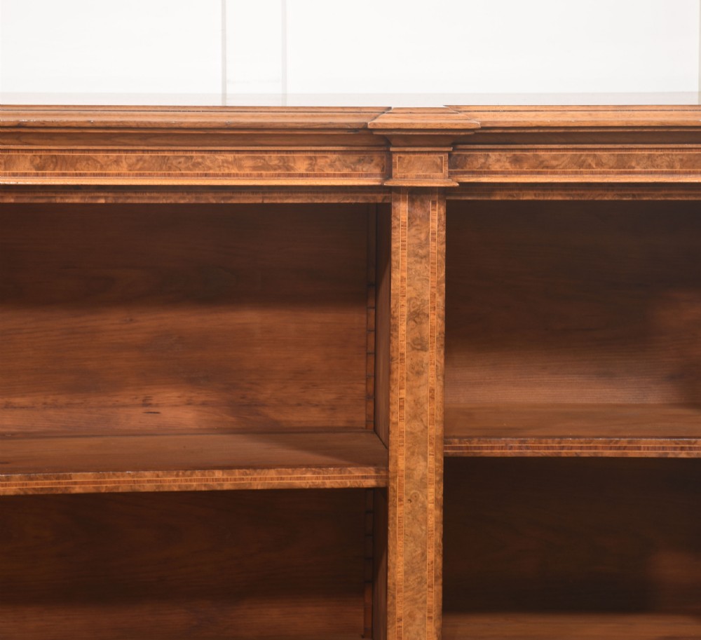 Exceptional Burr Walnut Breakfront Bookcase View XII
