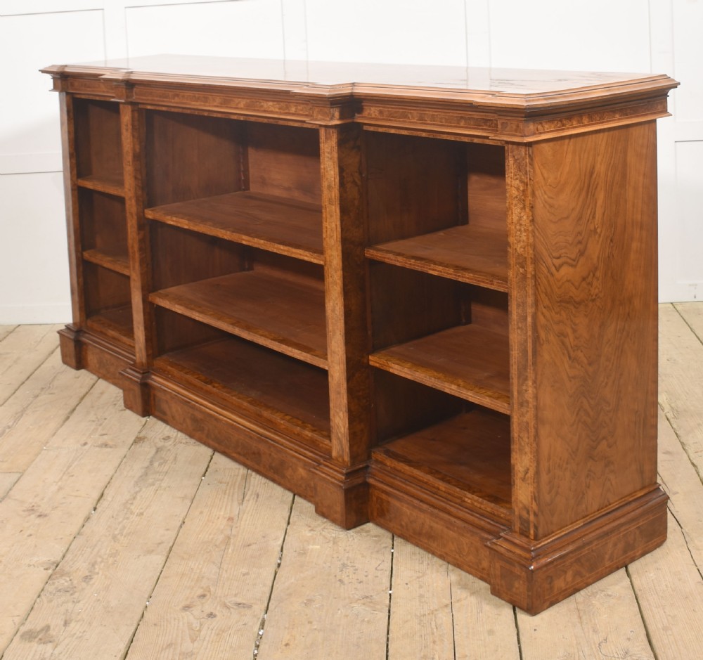 Exceptional Burr Walnut Breakfront Bookcase View XIV