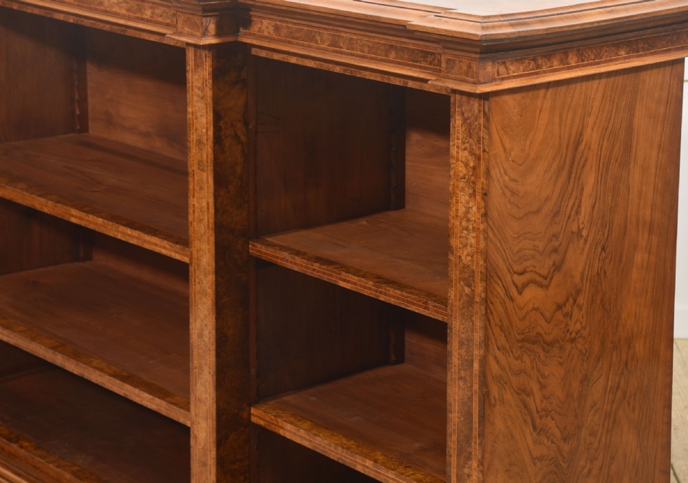 Exceptional Burr Walnut Breakfront Bookcase View XV