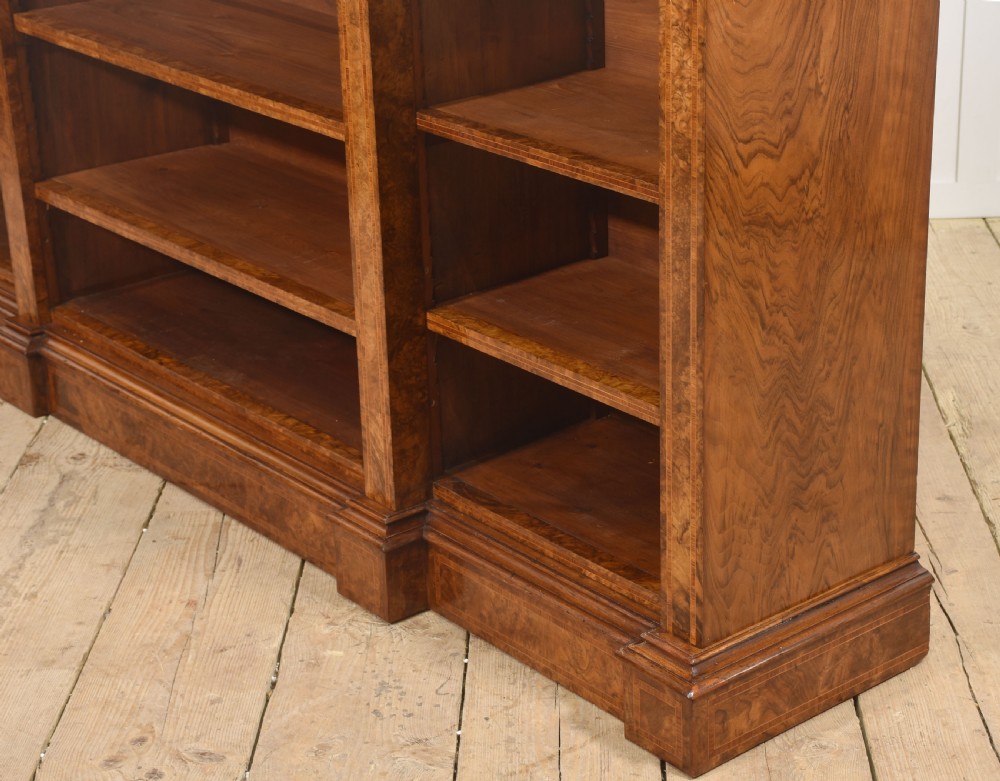 Exceptional Burr Walnut Breakfront Bookcase View XVI