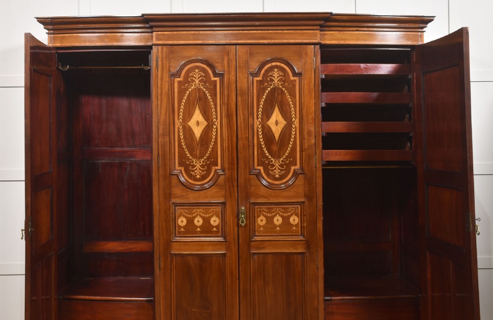 Inlaid Mahogany Four-Door Breakfront Wardrobe View II