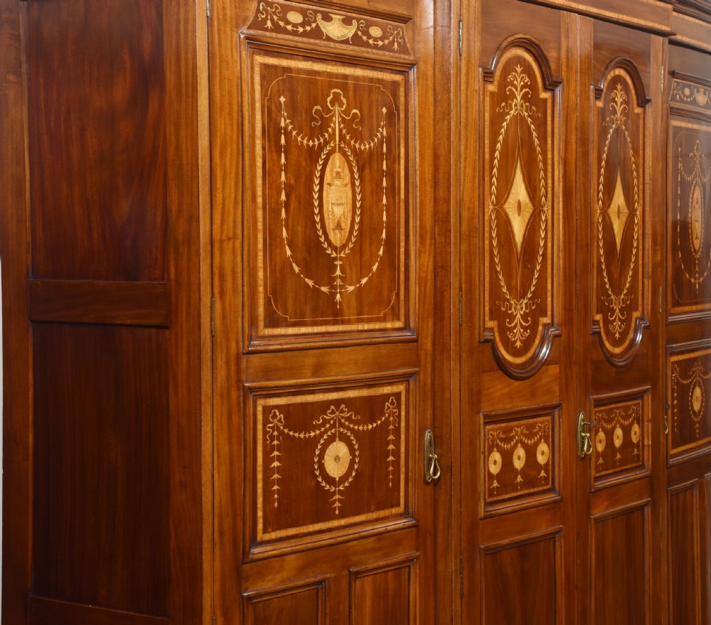 Inlaid Mahogany Four-Door Breakfront Wardrobe View X