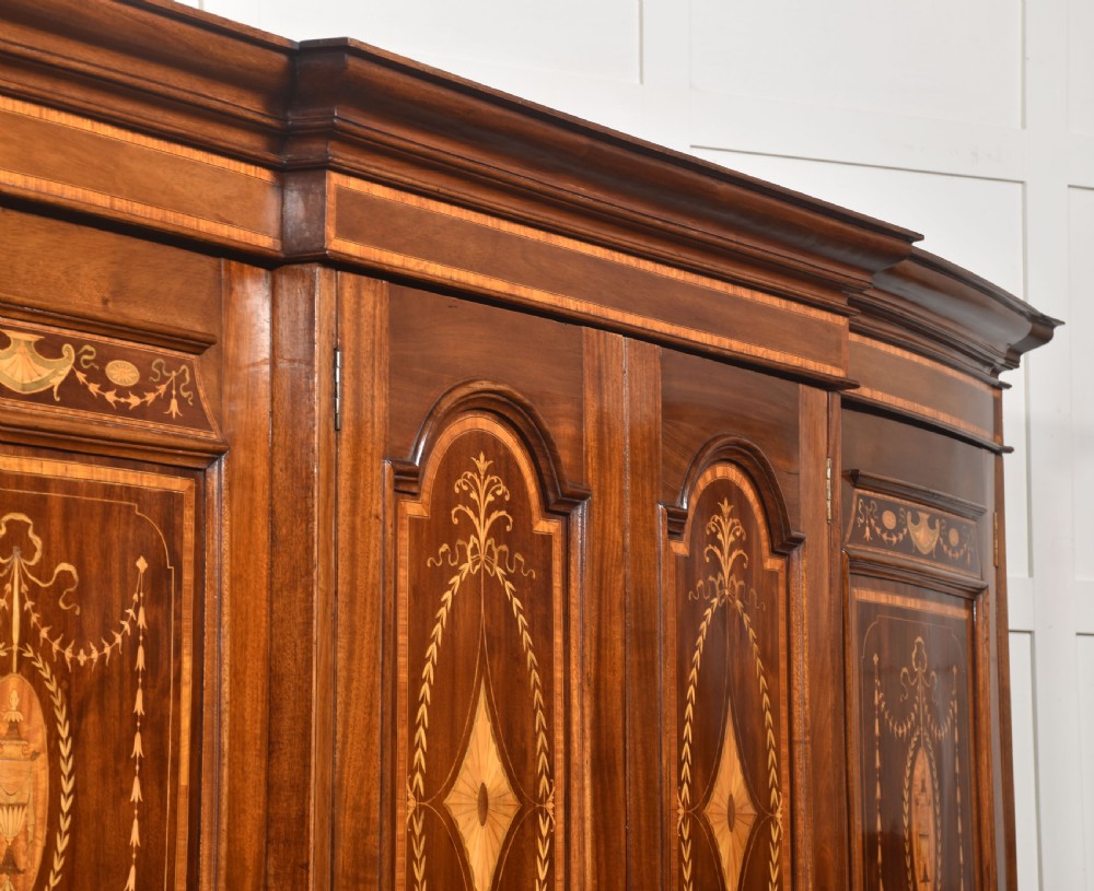 Inlaid Mahogany Four-Door Breakfront Wardrobe View XI