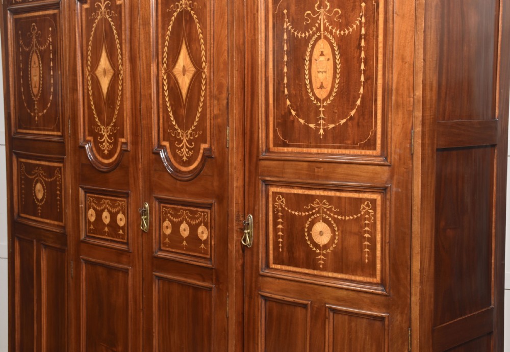 Inlaid Mahogany Four-Door Breakfront Wardrobe View XIII