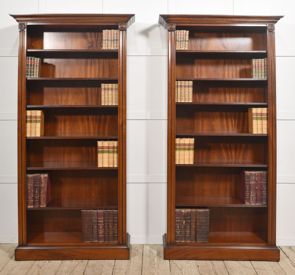 Pair Of Tall Mahogany Open Bookcases