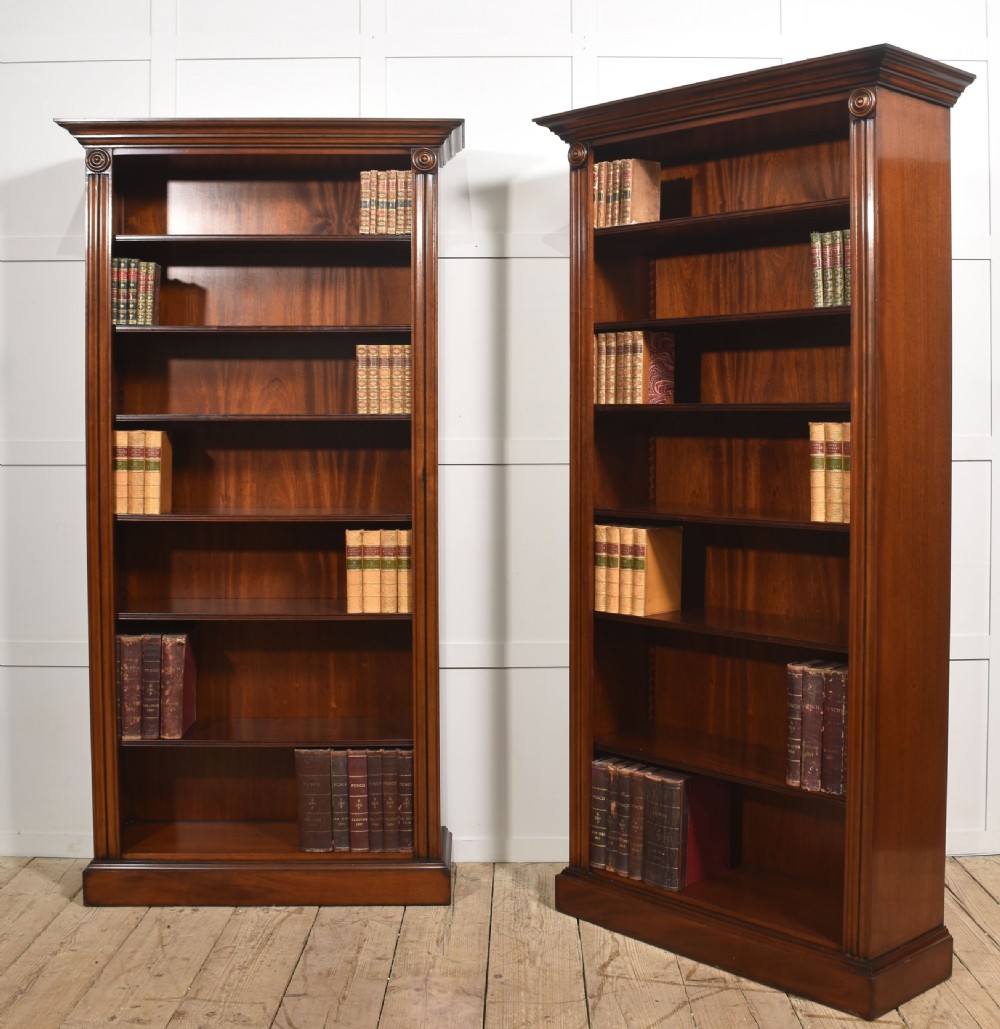 Pair Of Tall Mahogany Open Bookcases View IV