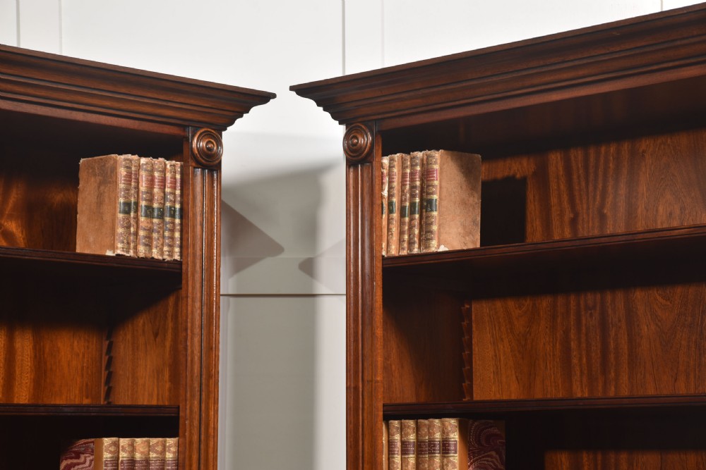 Pair Of Tall Mahogany Open Bookcases View IX