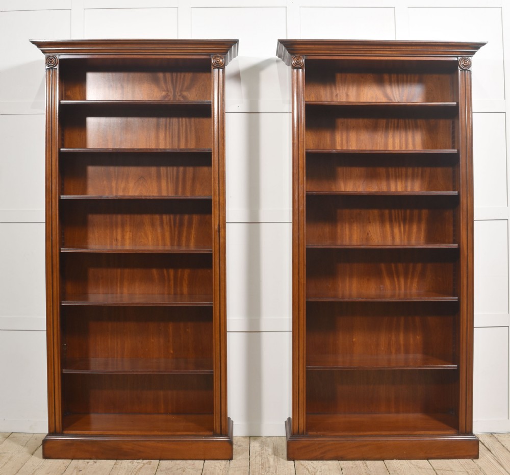 Pair Of Tall Mahogany Open Bookcases View X