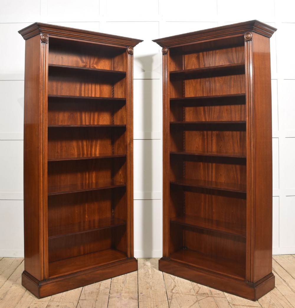 Pair Of Tall Mahogany Open Bookcases View XIII