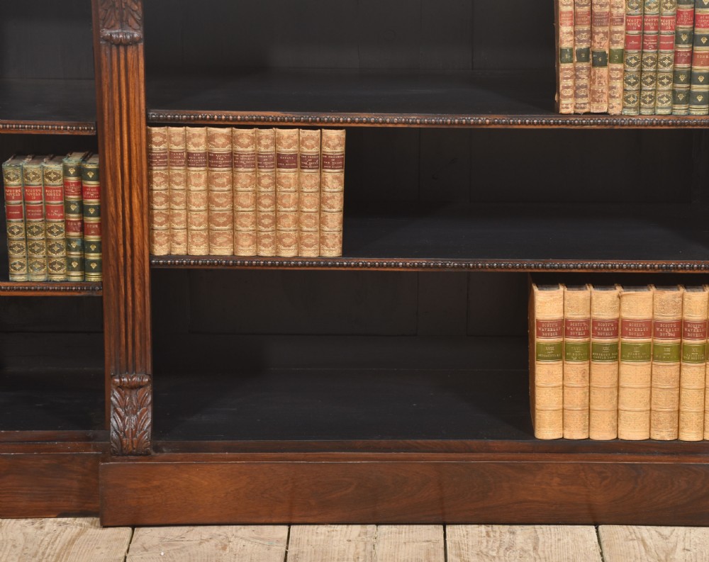 Large Regency Period Rosewood Breakfront Open Bookcase View II