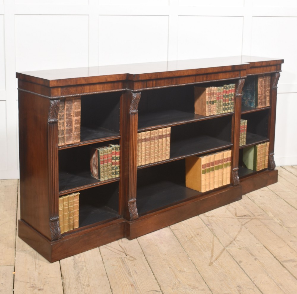 Large Regency Period Rosewood Breakfront Open Bookcase View VI