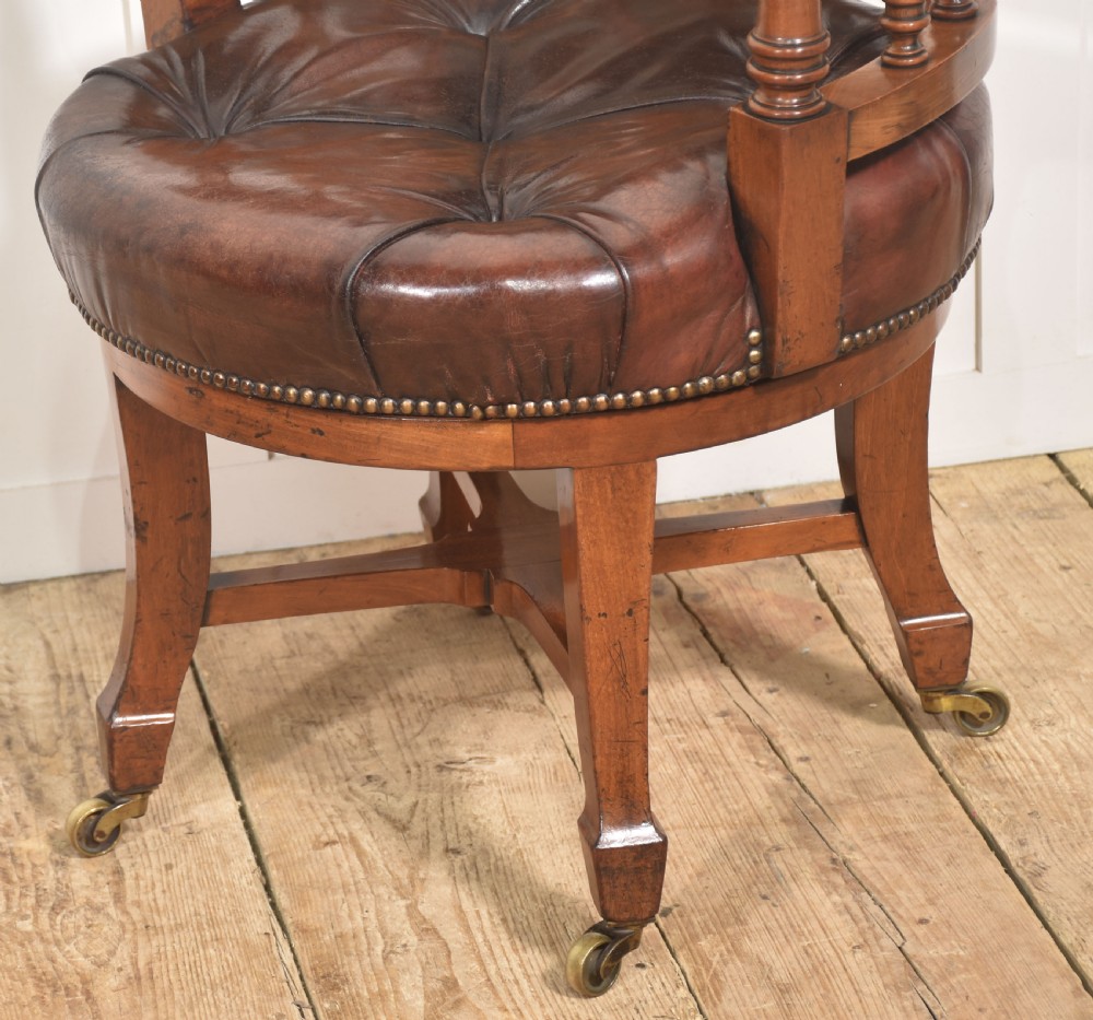 Late 19th Century Walnut Framed Revolving Desk Chair View VIII