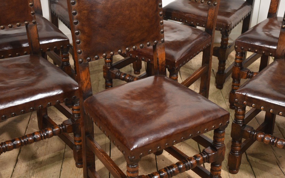 Set Of Eight Early 20th Century Oak Dining Chairs View III