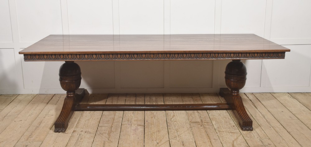 Large Carved Oak Refectory Dining Table View II
