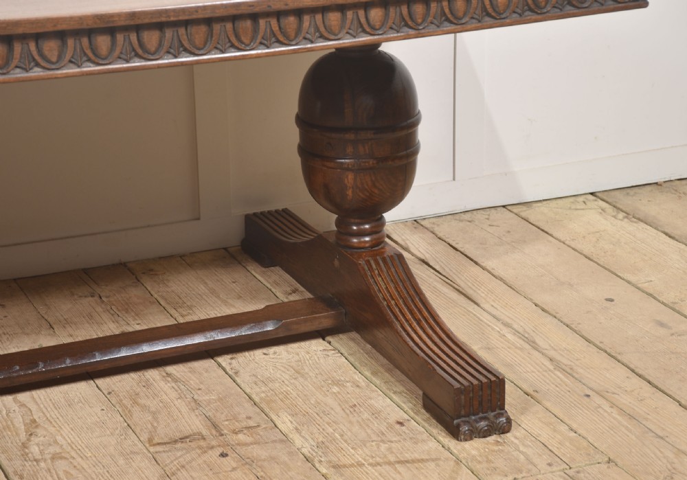 Large Carved Oak Refectory Dining Table View III
